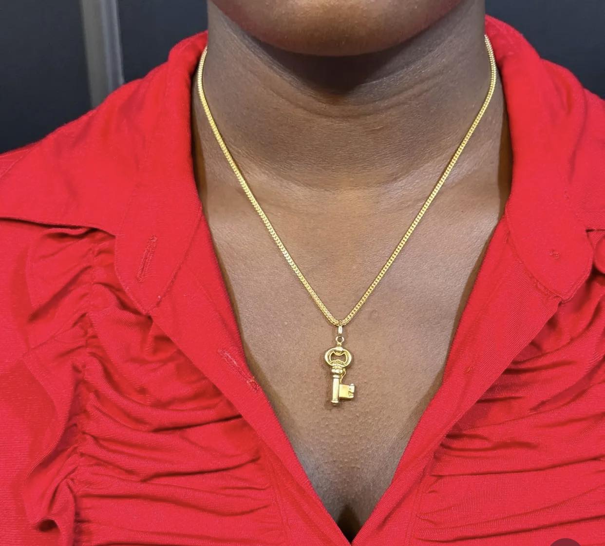 Custom gold key pendant
