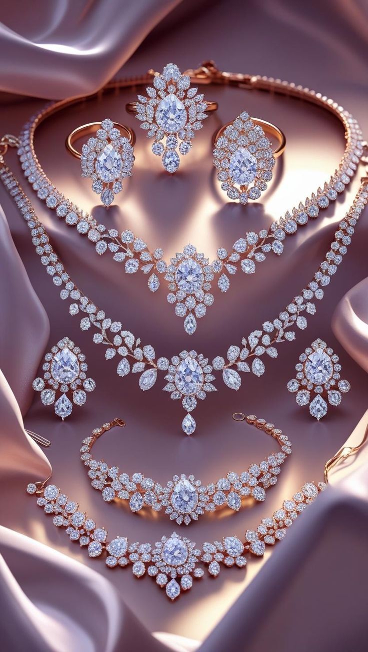 Rose gold diamond jewelry sets